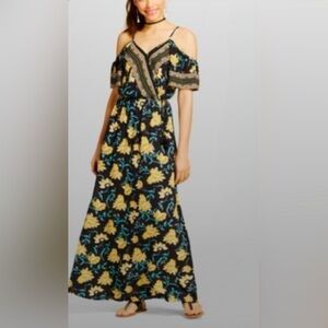 Floral Cold Shoulder Maxi Dress